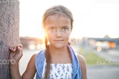 Happy young girl in a city