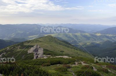 evening mountain plateau landscape (Carpathian, Ukraine) 