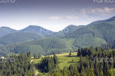 evening mountain plateau landscape (Carpathian, Ukraine) 