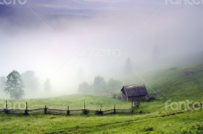 evening mountain plateau landscape (Carpathian, Ukraine)