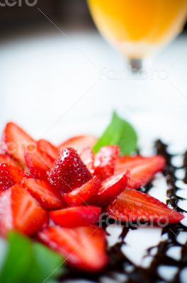 Strawberries with chocolate spider web