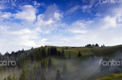 evening mountain plateau landscape (Carpathian, Ukraine)