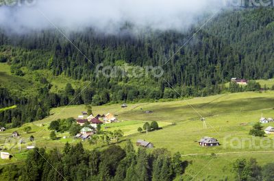 evening mountain plateau landscape (Carpathian, Ukraine)