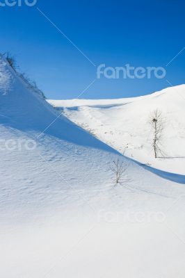 winter landscape with snow-covered hills