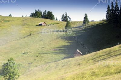 evening mountain plateau landscape (Carpathian, Ukraine) 