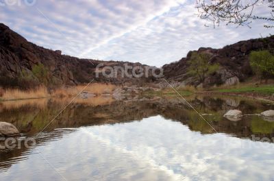 Sunrise on the river Mertvovod 
