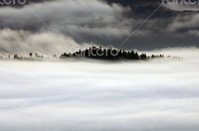 evening mountain plateau landscape (Carpathian, Ukraine)