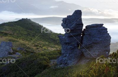 evening mountain plateau landscape (Carpathian, Ukraine)