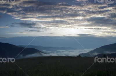 	evening mountain plateau landscape (Carpathian, Ukraine)
