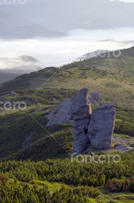 	evening mountain plateau landscape (Carpathian, Ukraine)