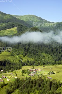 evening mountain plateau landscape (Carpathian, Ukraine)