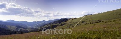evening mountain plateau landscape (Carpathian, Ukraine)
