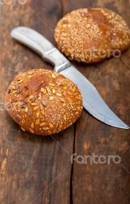 organic bread over rustic table