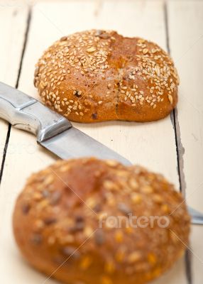 organic bread over rustic table