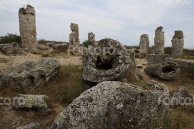 Stone Forest in Bulgaria. Stones mineral origin.