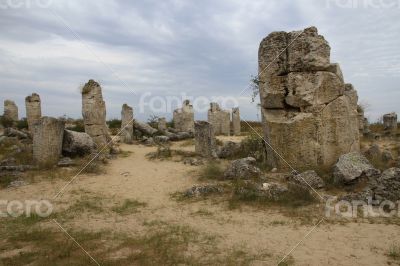 Stone Forest in Bulgaria. Stones mineral origin.