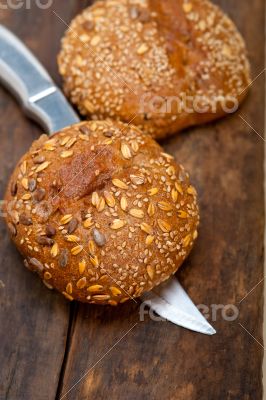 organic bread over rustic table