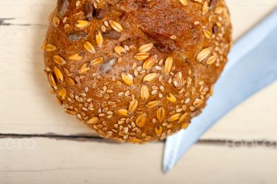 organic bread over rustic table