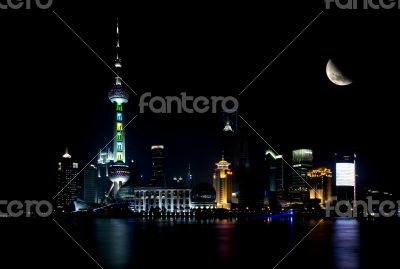 shanghai skyline by night