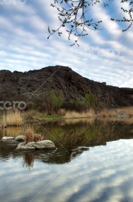 Sunrise on the river Mertvovod 