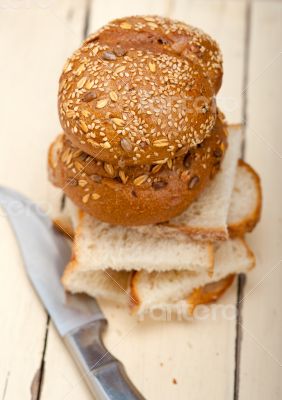 organic bread over rustic table