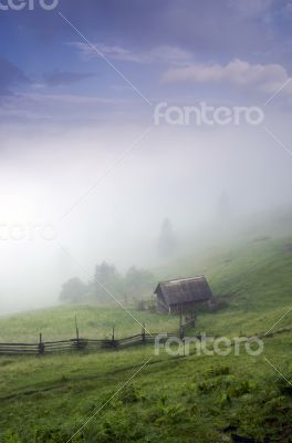 evening mountain plateau landscape (Carpathian, Ukraine) 