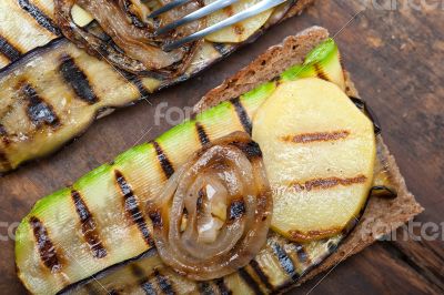 grilled vegetables on bread