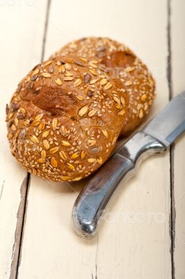 organic bread over rustic table