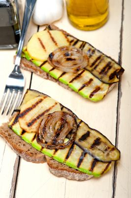 grilled vegetables on bread