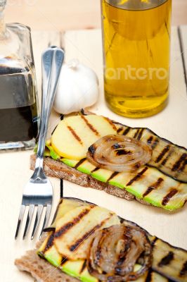 grilled vegetables on bread