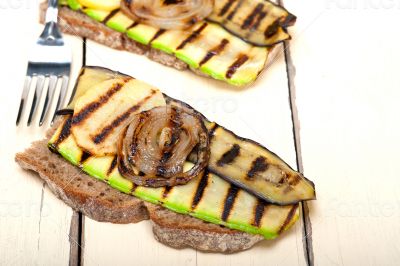 grilled vegetables on bread