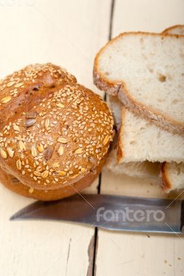 organic bread over rustic table
