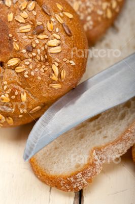 organic bread over rustic table