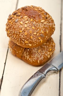 organic bread over rustic table