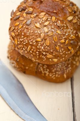 organic bread over rustic table