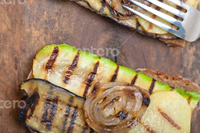 grilled vegetables on bread