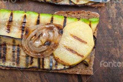 grilled vegetables on bread