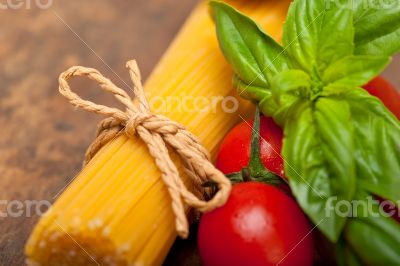 Italian spaghetti pasta tomato and basil