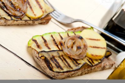 grilled vegetables on bread