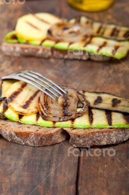 grilled vegetables on bread