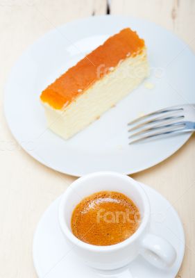 italian espresso coffee and cheese cake