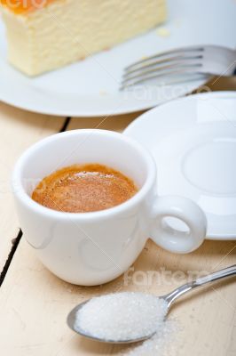 italian espresso coffee and cheese cake