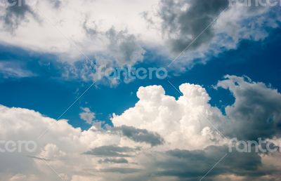 Blue sky and various cloud formations