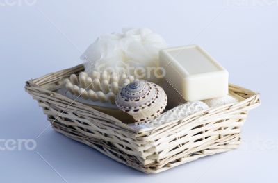 health spa setting over white background