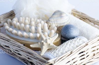 health spa setting over white background