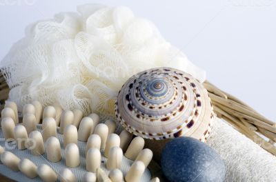 health spa setting over white background