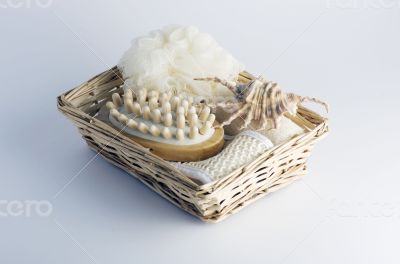 health spa setting over white background