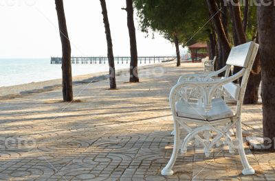 Chair in the park at seaside