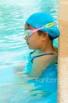 Young girl swimming