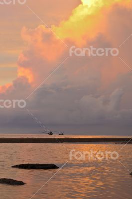 Sunrise at Hat Sai Ri beach in Chumphon
